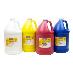 Handy Art Little Masters Washable Tempera Paint Kit, 4 Gallons, White/Yellow/Red/Blue