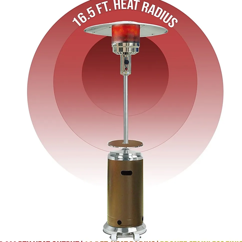 Hanover 12020 Watts Propane Patio Heater, 88.23"H x 17.83"W, Bronze & Stainless Steel