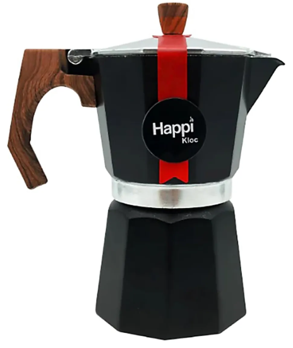 HappiKloc 6-Cup Espresso Coffee Maker, Black