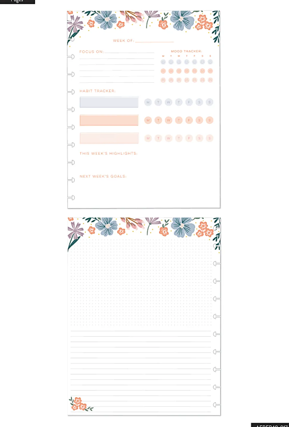 Happy Planner Big Filler Paper, 8-1/2" x 11", 40 Sheets, Florals