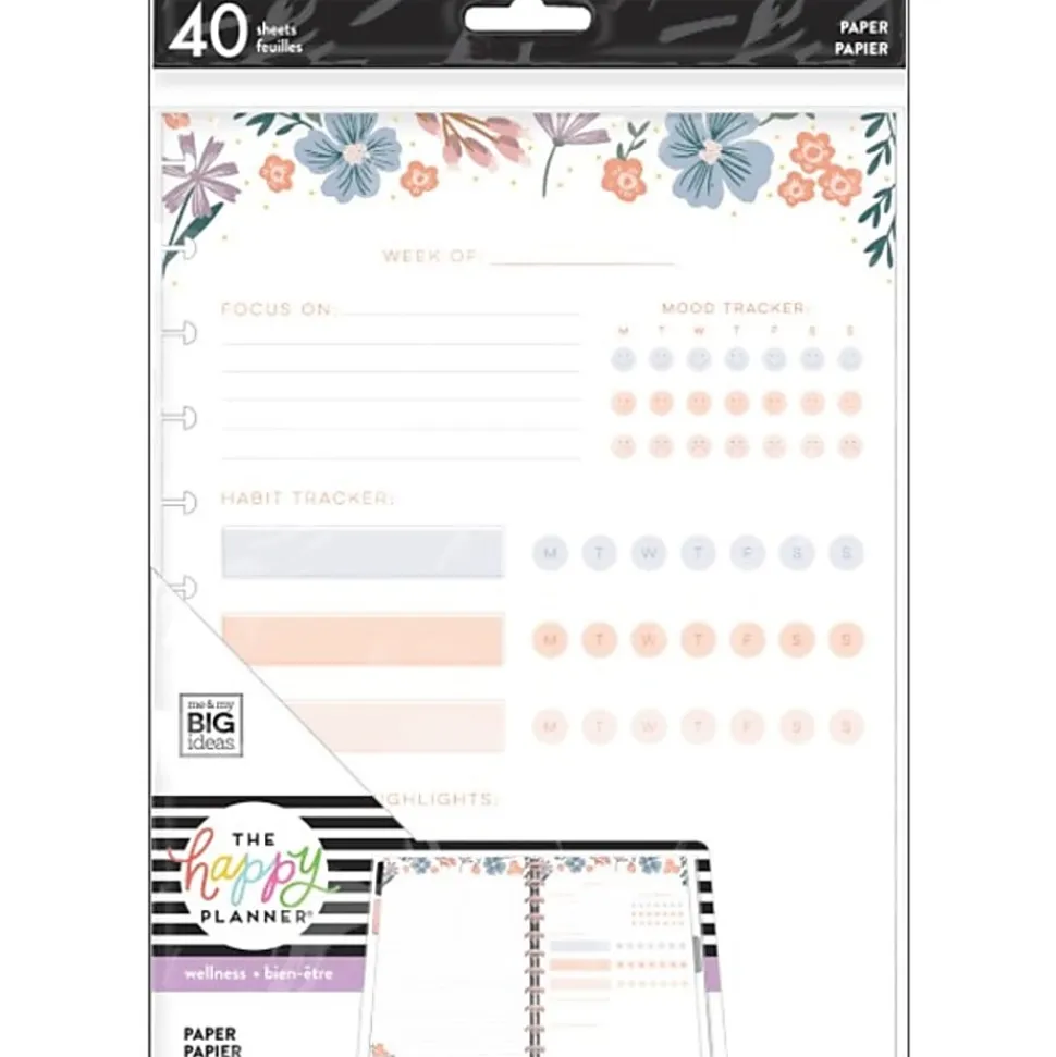 Happy Planner Big Filler Paper, 8-1/2" x 11", 40 Sheets, Florals