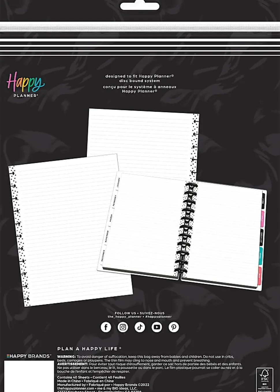Happy Planner Big Filler Paper, 8-1/2" x 11", Simple Dots, Pack Of 40 Sheets