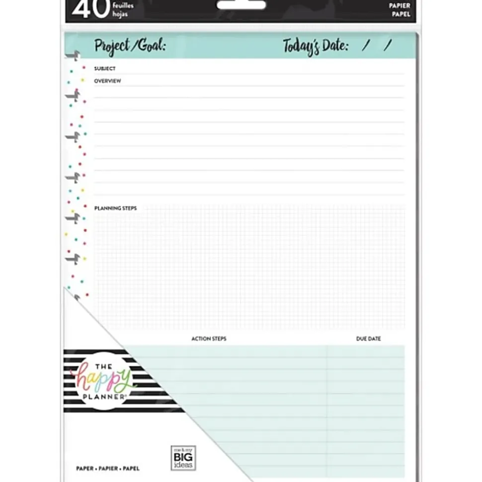 Happy Planner Big Filler Paper, 8-1/2" x 11", 40 Sheets, So Many Projects