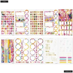 Happy Planner Bright & Brushy Sticker Sheets, Pack Of 10 Sheets, 303 Total Stickers