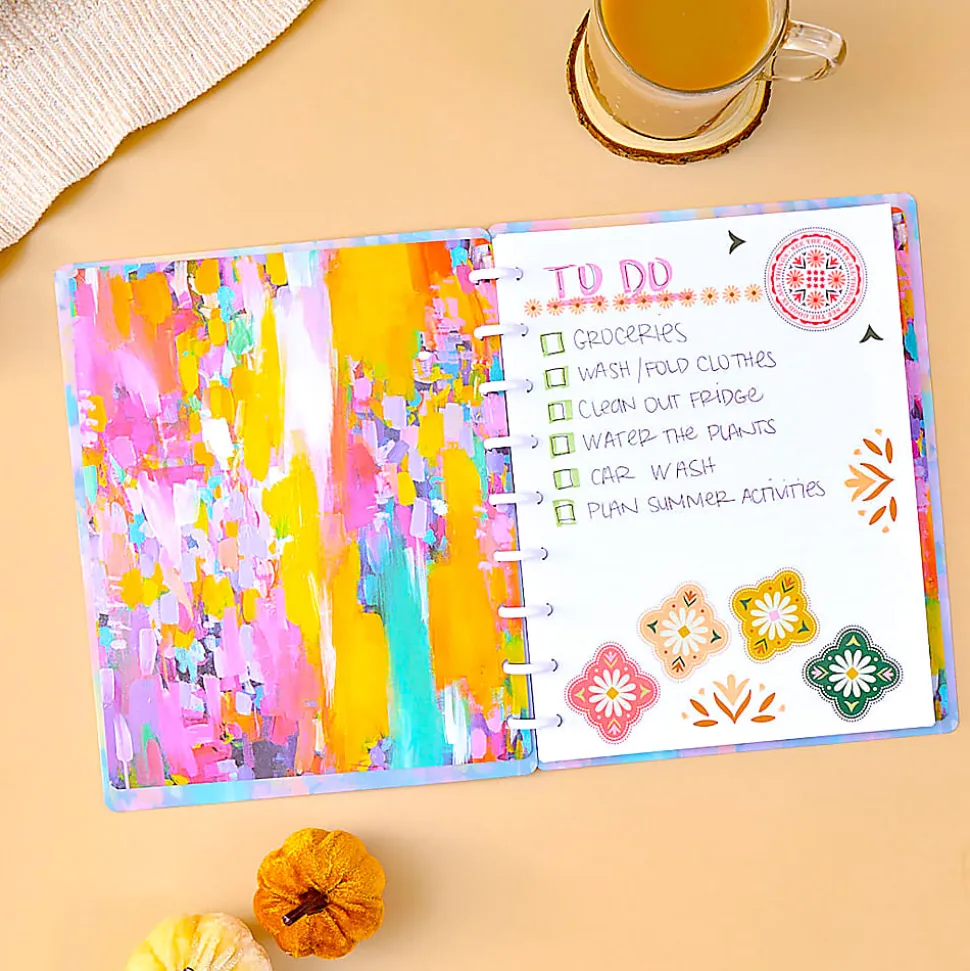 Happy Planner Classic Disc Bound Notebook, 7" x 9-1/4", Dotted Rule, 60 Sheets, Bright & Brushy