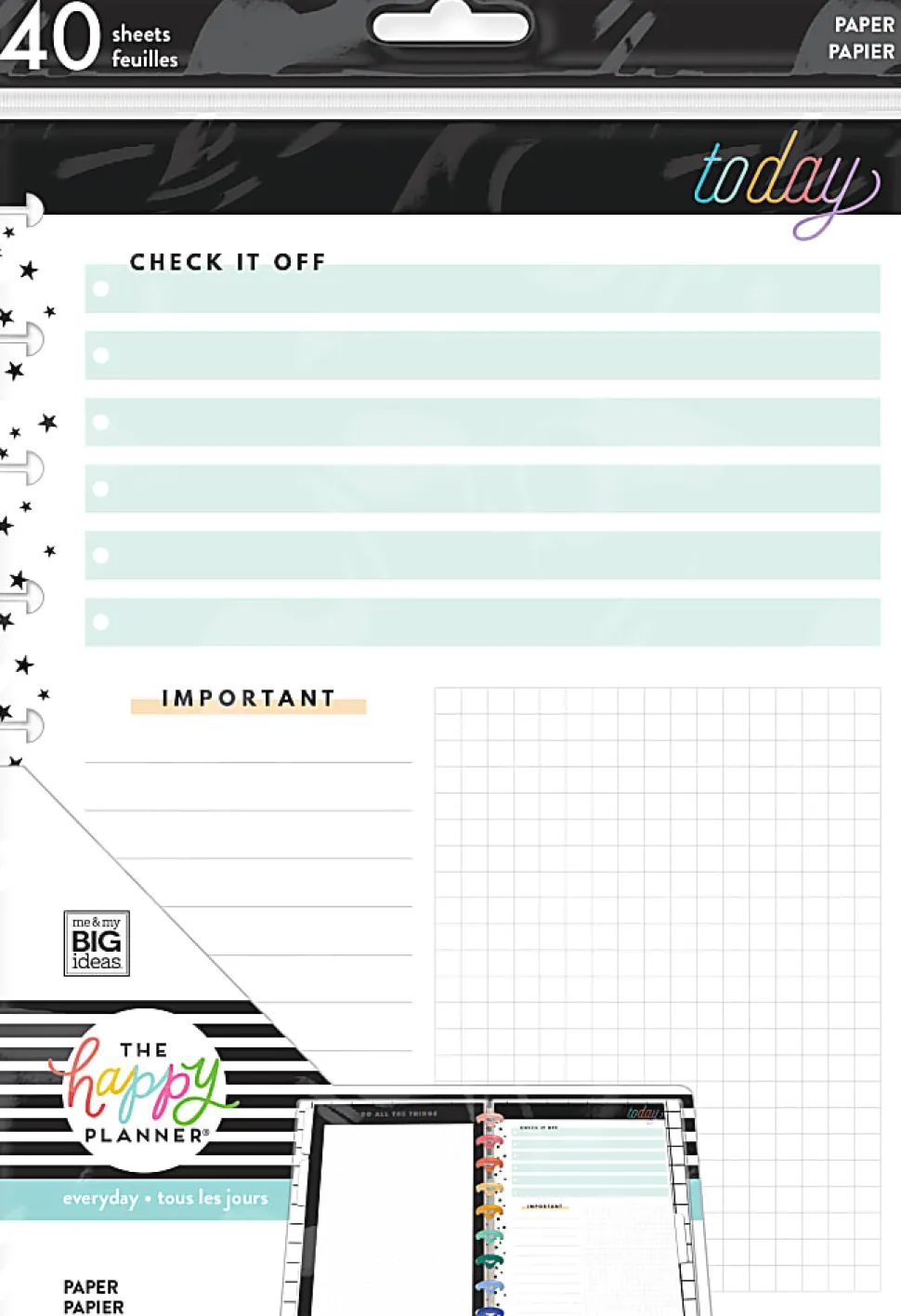 Happy Planner Classic Filler Paper, 40 Sheets, 7" x 9-1/4", Neutral Florals