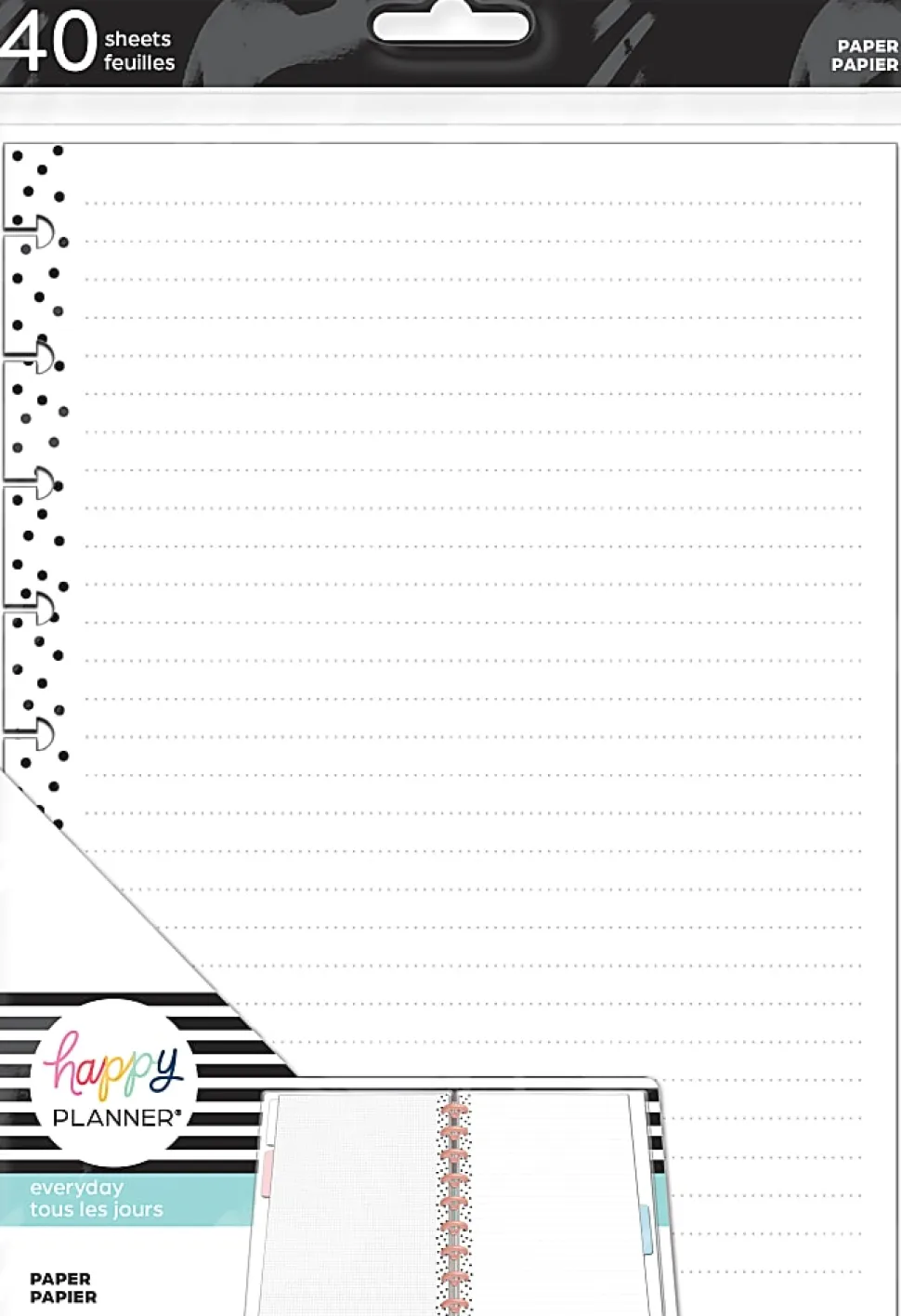 Happy Planner Classic Filler Paper, 40 Sheets, 7" x 9-1/4", Simple Dots