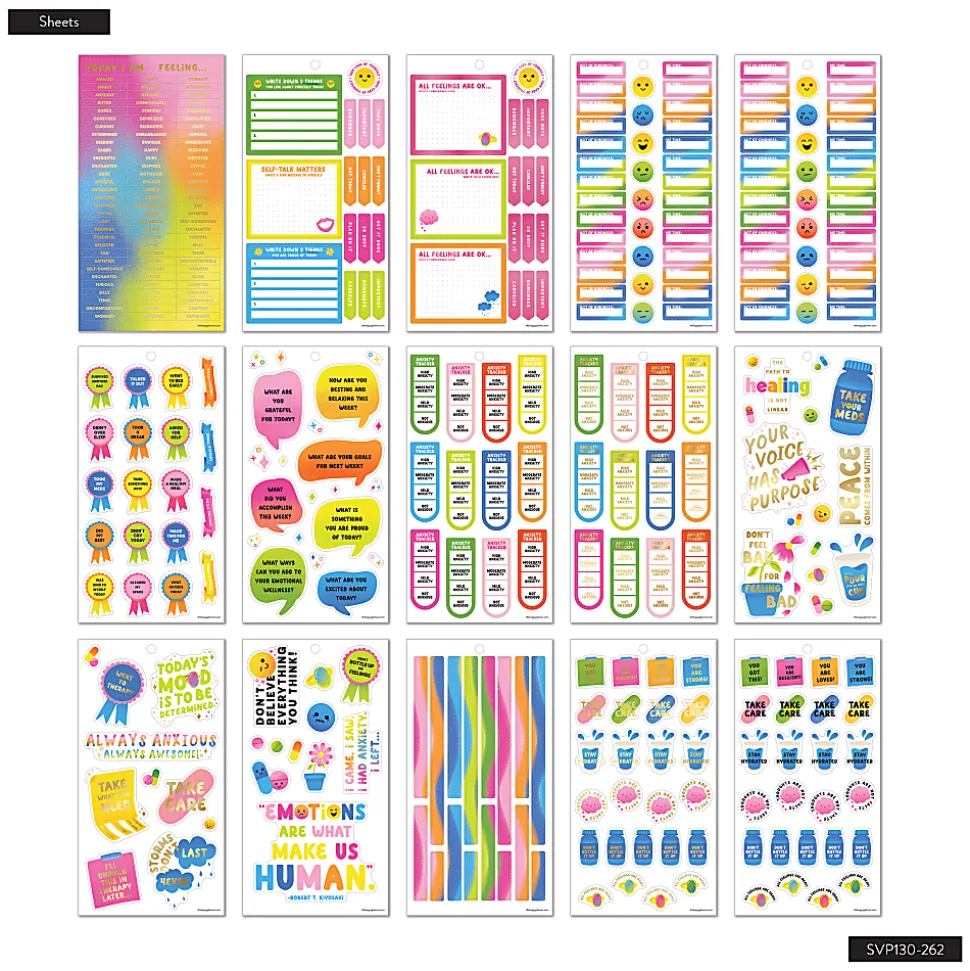 Happy Planner Classic Stickers, 9"H x 4-3/4"W x 1/4"D, Take Care of You, Value Pack Of 688 Stickers