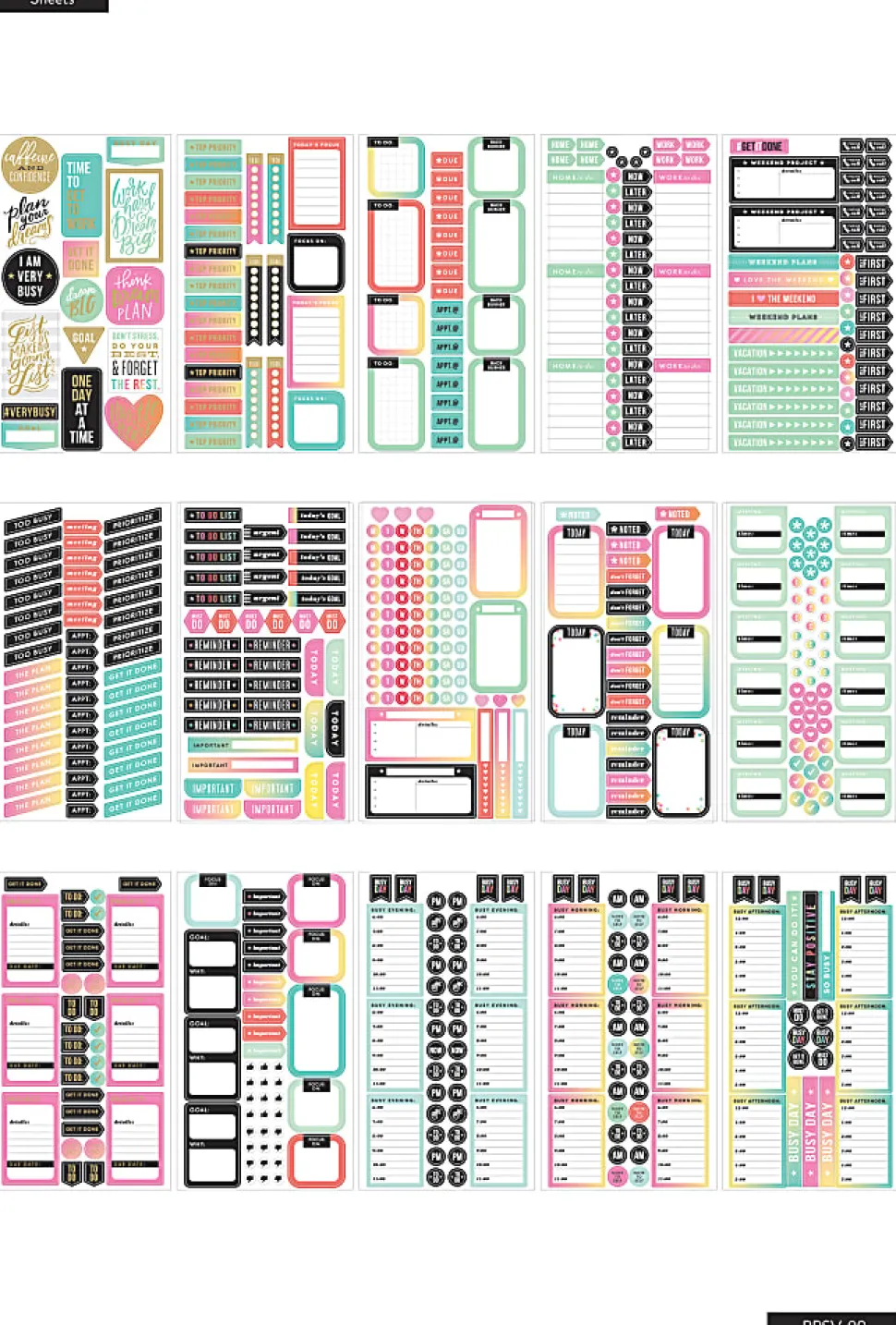 Happy Planner Classic Stickers, 9"H x 4-3/4"W x 1/4"D, Productivity, Value Pack Of 985 Stickers