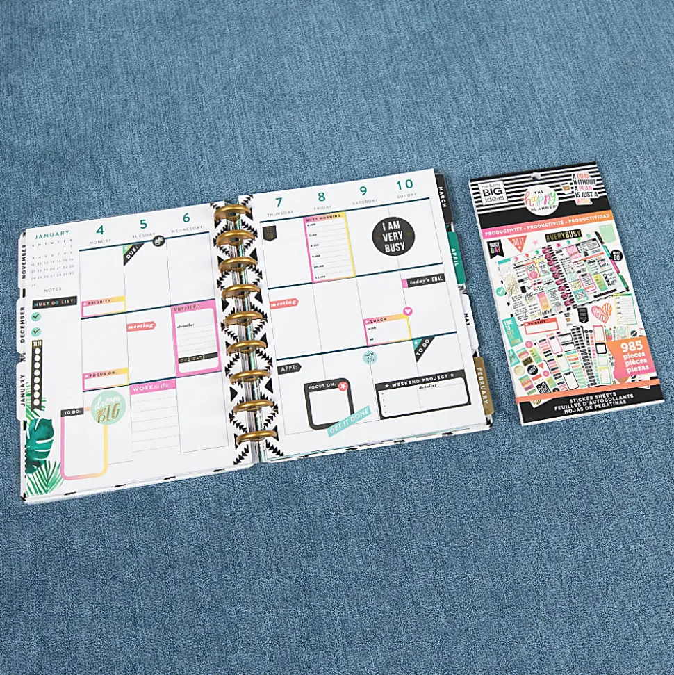 Happy Planner Classic Stickers, 9"H x 4-3/4"W x 1/4"D, Productivity, Value Pack Of 985 Stickers