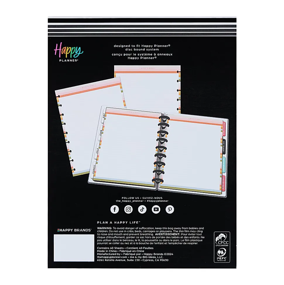 Happy Planner Dotted Lined Classic Filler Paper, Simple Joys, 7" x 9-1/4”, Total Qty 40 Sheets