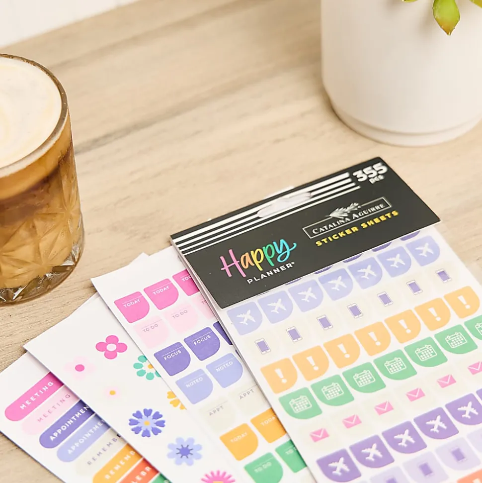 Happy Planner Flower Burst Stickers, Medium, 71 Stickers Per Sheet, Pack Of 5 Sheets