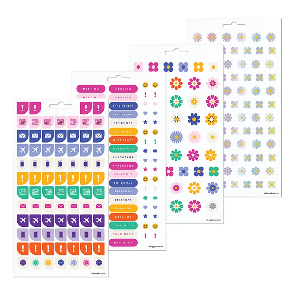 Happy Planner Flower Burst Stickers, Medium, 71 Stickers Per Sheet, Pack Of 5 Sheets