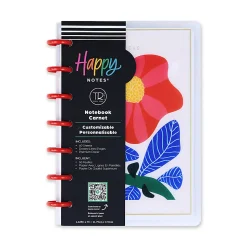 Happy Planner Mini Disc Bound Notebook, 4-5/8" x 7", Dotted Rule, 60 Sheets, Pop Of Joy