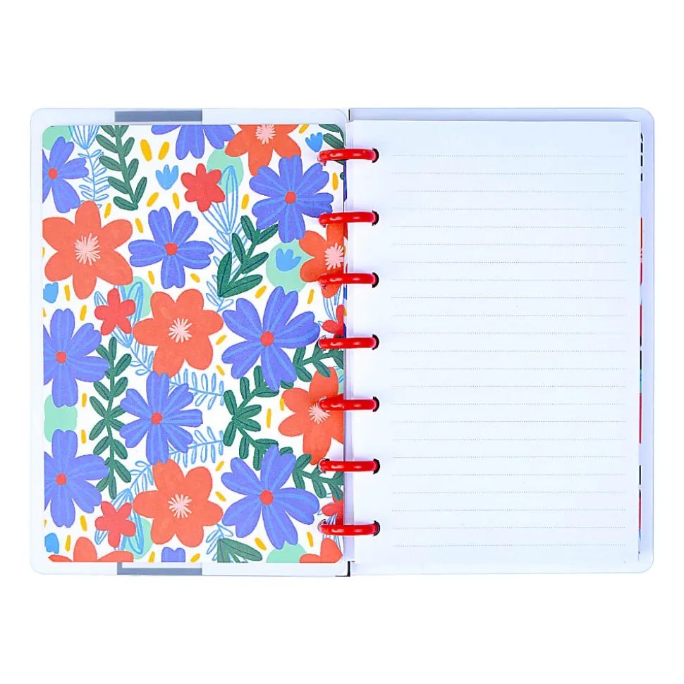 Happy Planner Mini Disc Bound Notebook, 4-5/8" x 7", Dotted Rule, 60 Sheets, Pop Of Joy
