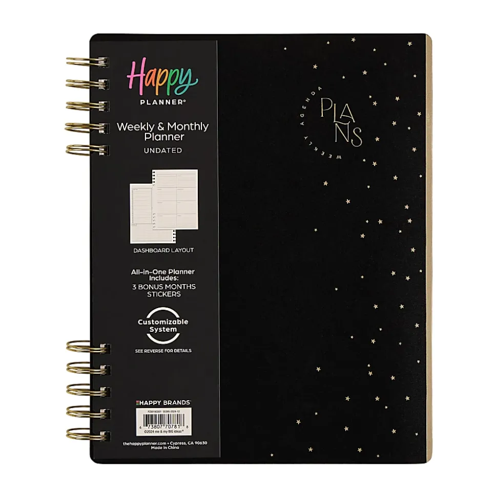 2025 Happy Planner Monthly/Weekly Classic Customizable Spiral Planner, 7" x 9-1/4", Cosmic Plans, Undated, PZ0018C001