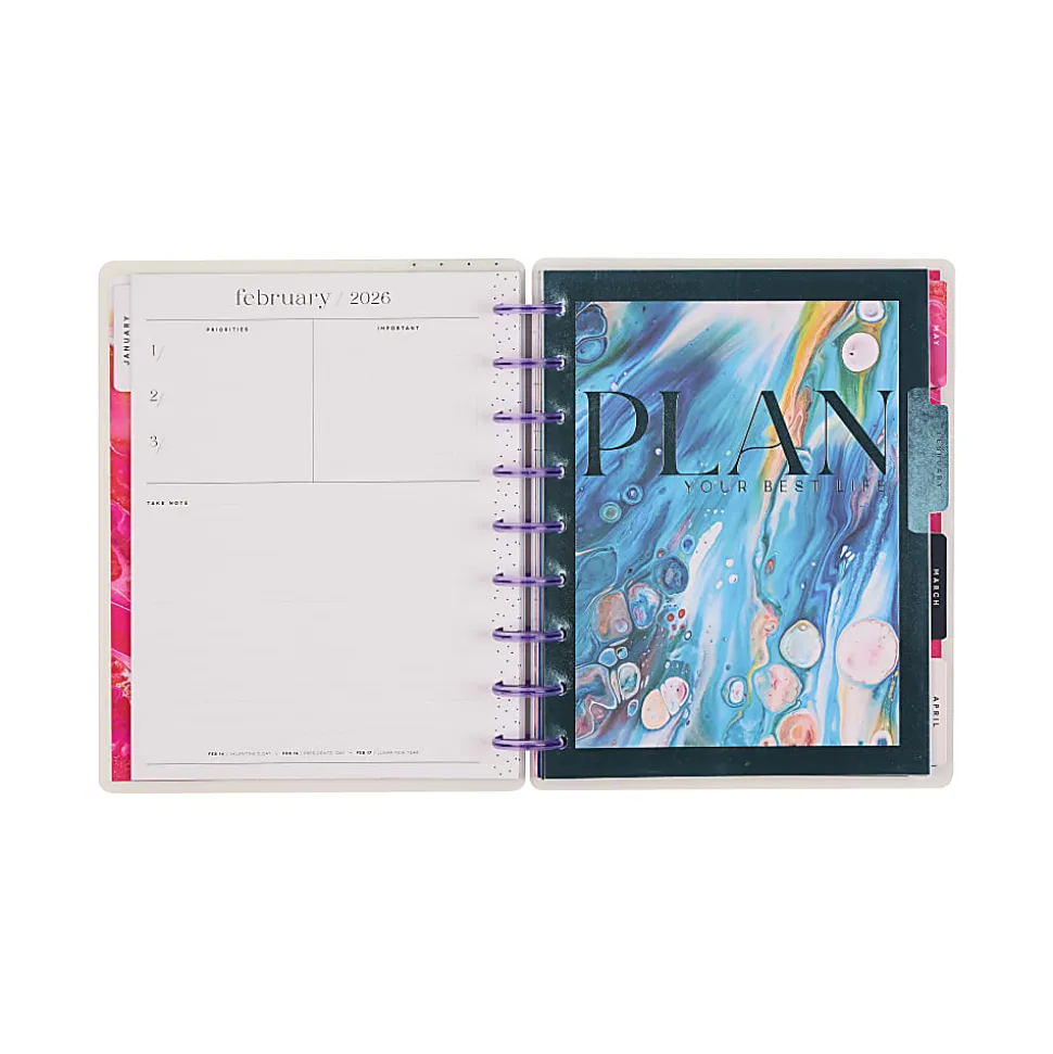2026 Happy Planner Monthly/Weekly Classic Disc Bound Planner, 7" x 9-1/4", Fluid Fusion, January To December, PD0076C014