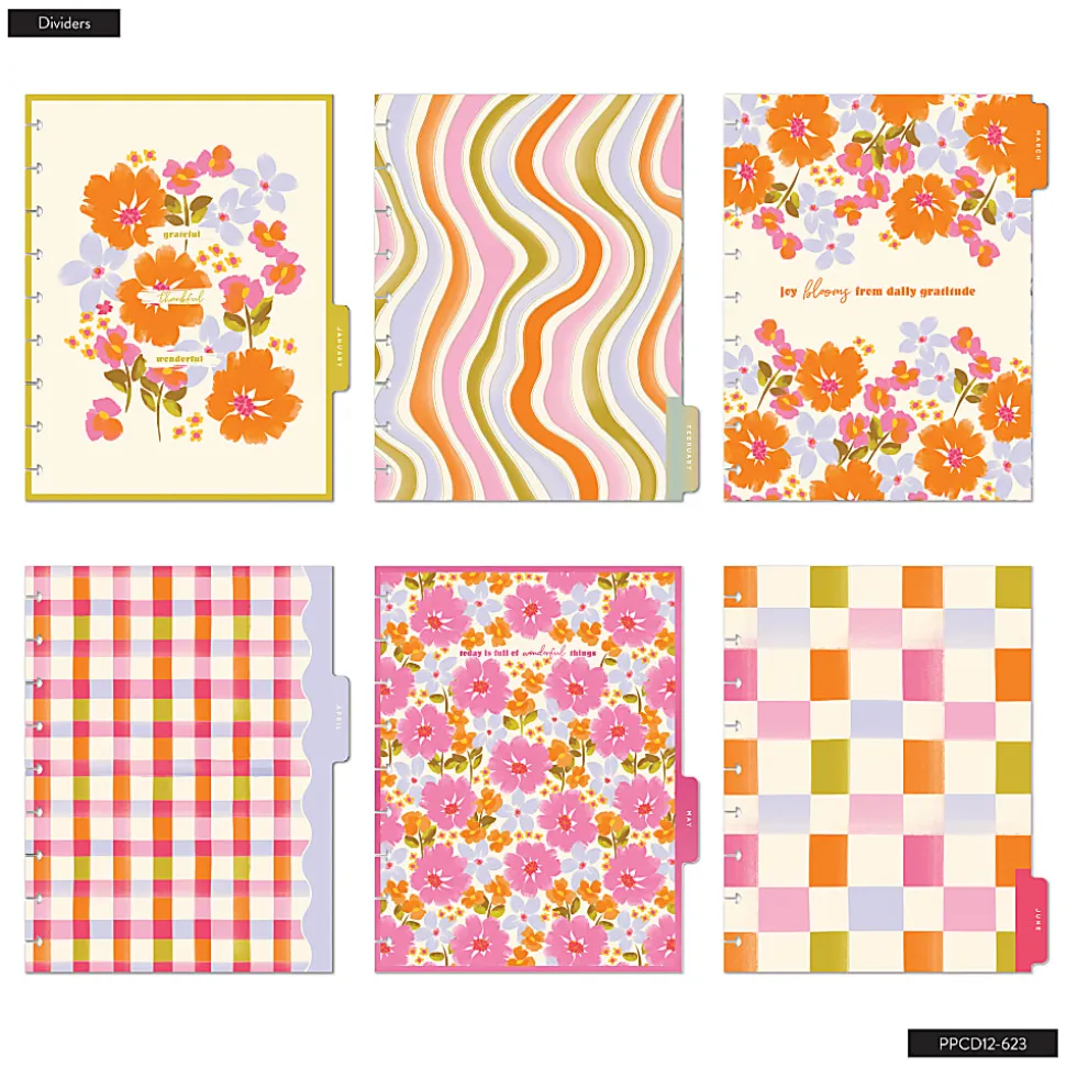 Happy Planner Monthly/Weekly Classic Disc-Bound Planner, 7" x 9-1/4", Sunshine Blooms, July 2026 to June 2027, Total Quantity 1