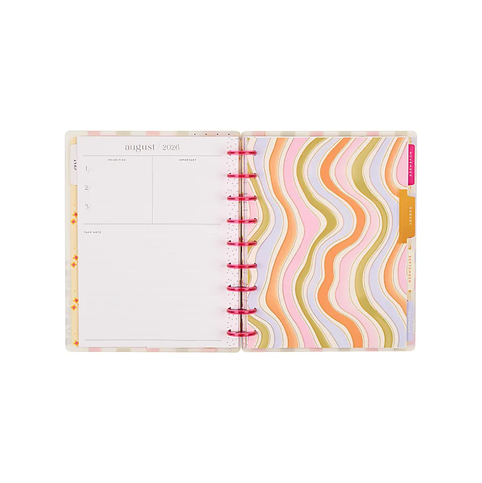Happy Planner Monthly/Weekly Classic Disc-Bound Planner, 7" x 9-1/4", Sunshine Blooms, July 2026 to June 2027, Total Quantity 1