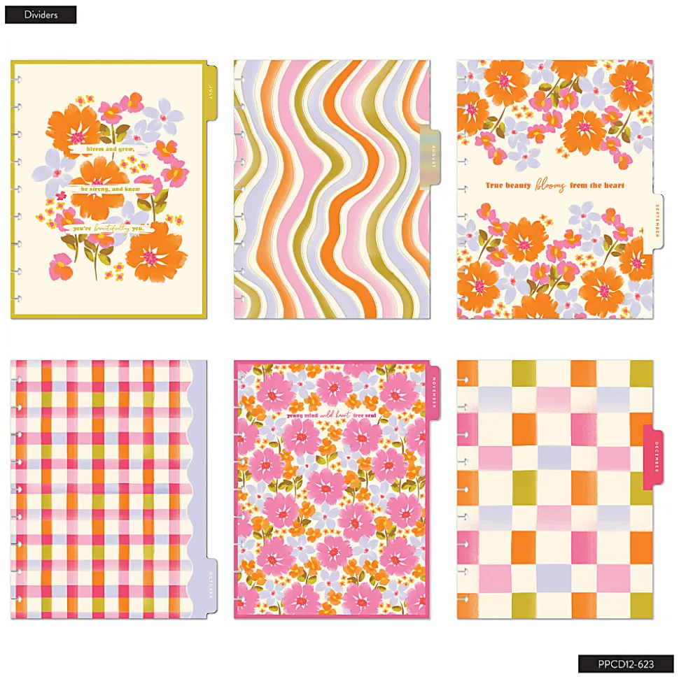 Happy Planner Monthly/Weekly Classic Disc-Bound Planner, 7" x 9-1/4", Sunshine Blooms, July 2026 to June 2027, Total Quantity 1