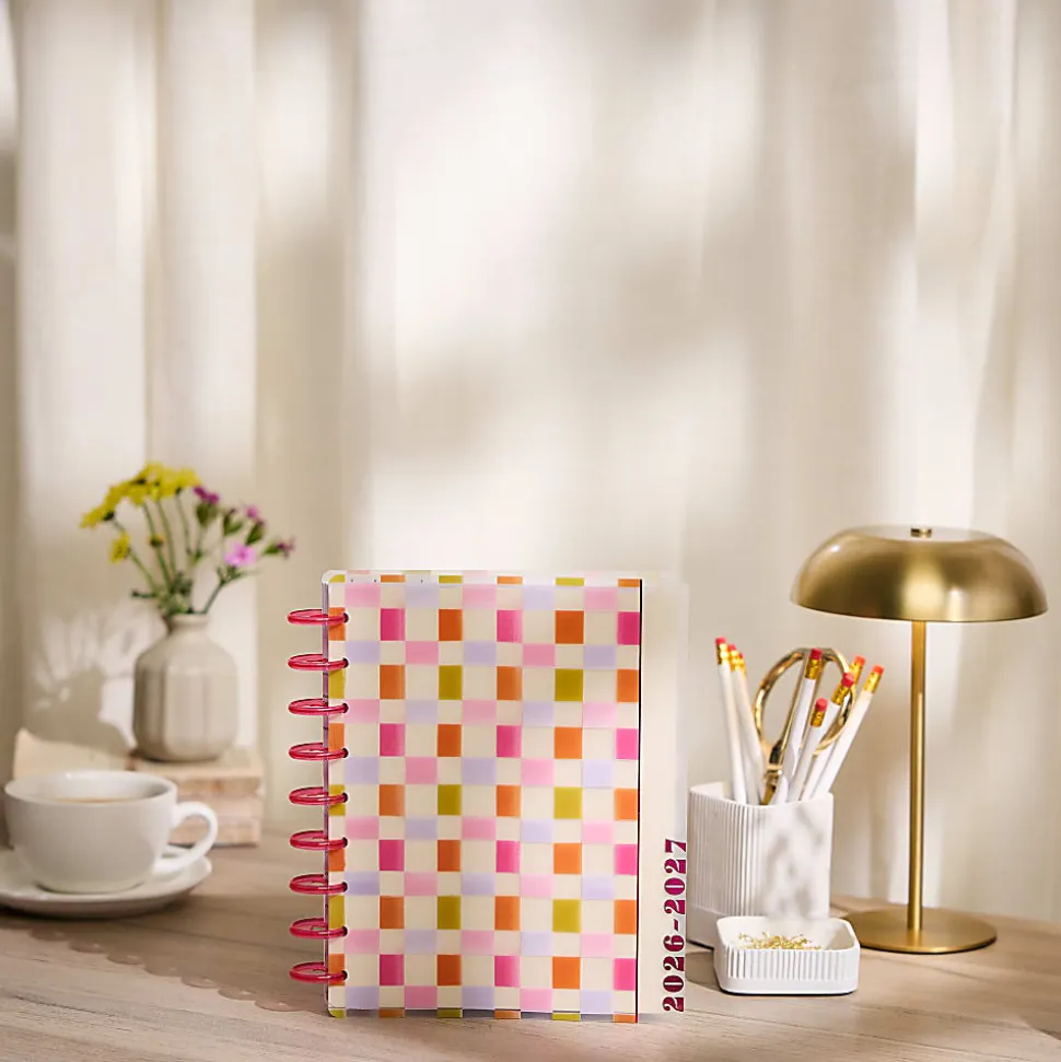 Happy Planner Monthly/Weekly Classic Disc-Bound Planner, 7" x 9-1/4", Sunshine Blooms, July 2026 to June 2027, Total Quantity 1