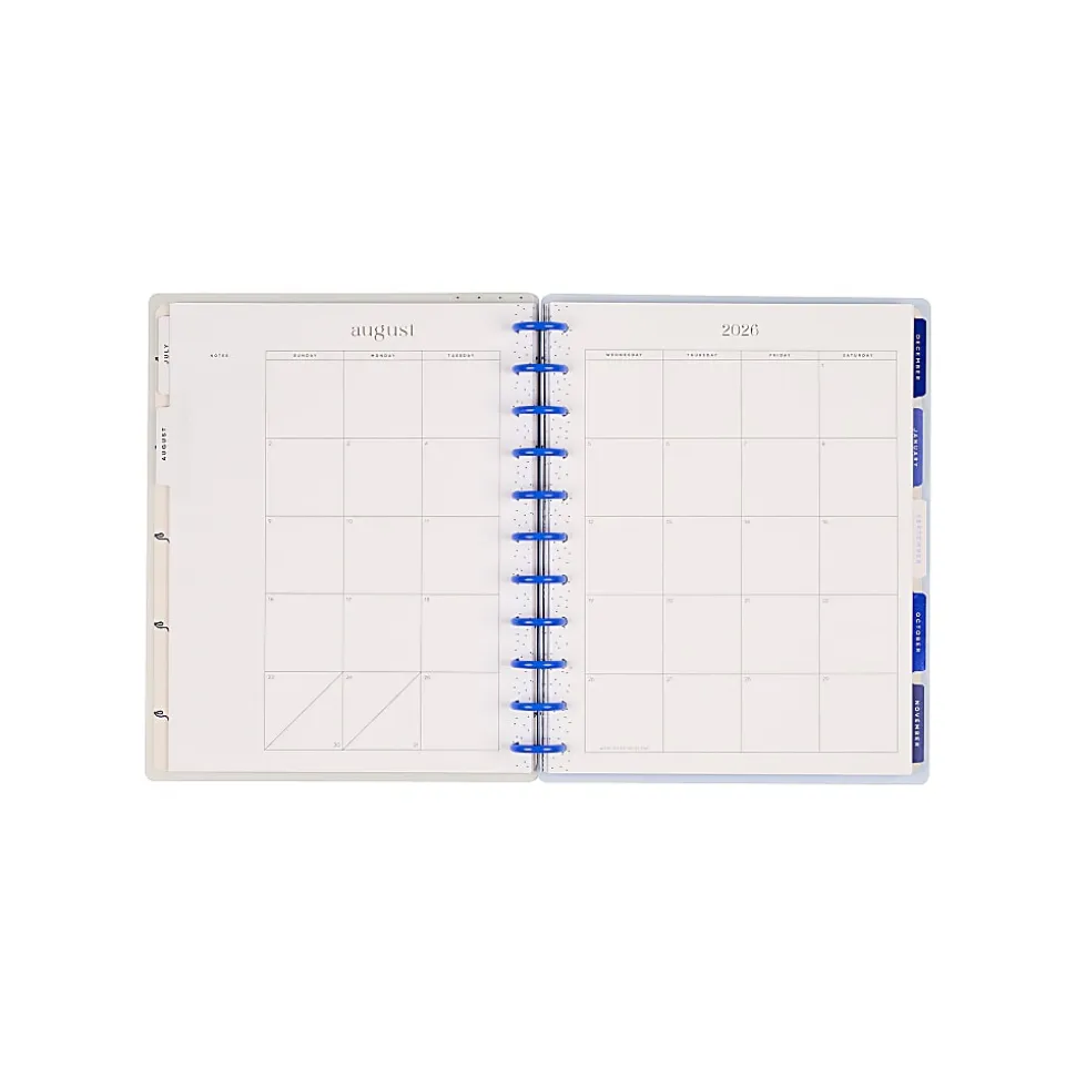 Happy Planner Monthly/Weekly Big Disc-Bound Academic Planner, 8-1/2" x 11", Cottage Blues, July 2026 to June 2027, Total Quantity 1