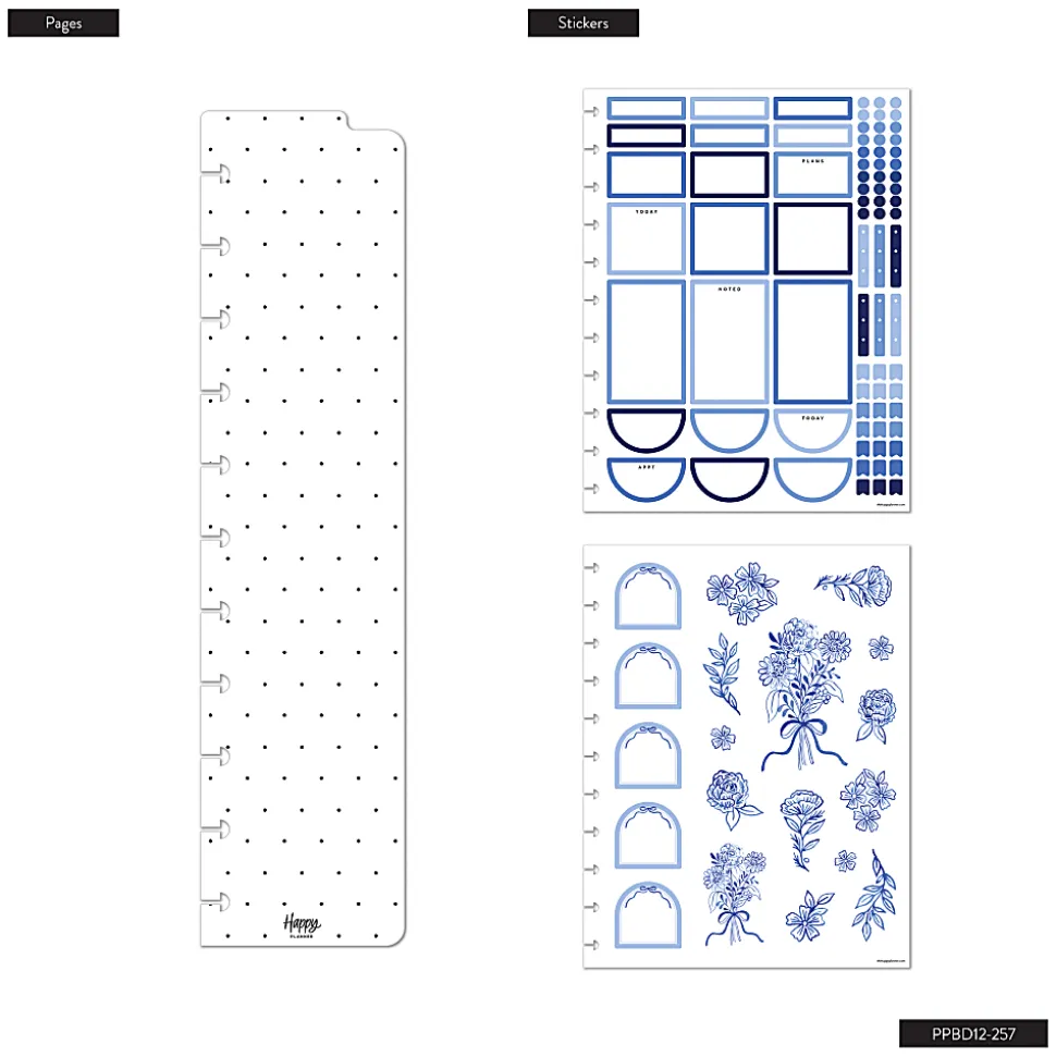 Happy Planner Monthly/Weekly Big Disc-Bound Academic Planner, 8-1/2" x 11", Cottage Blues, July 2026 to June 2027, Total Quantity 1