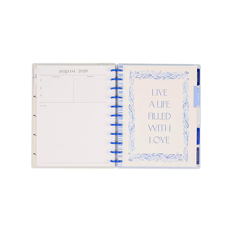 Happy Planner Monthly/Weekly Big Disc-Bound Academic Planner, 8-1/2" x 11", Cottage Blues, July 2026 to June 2027, Total Quantity 1