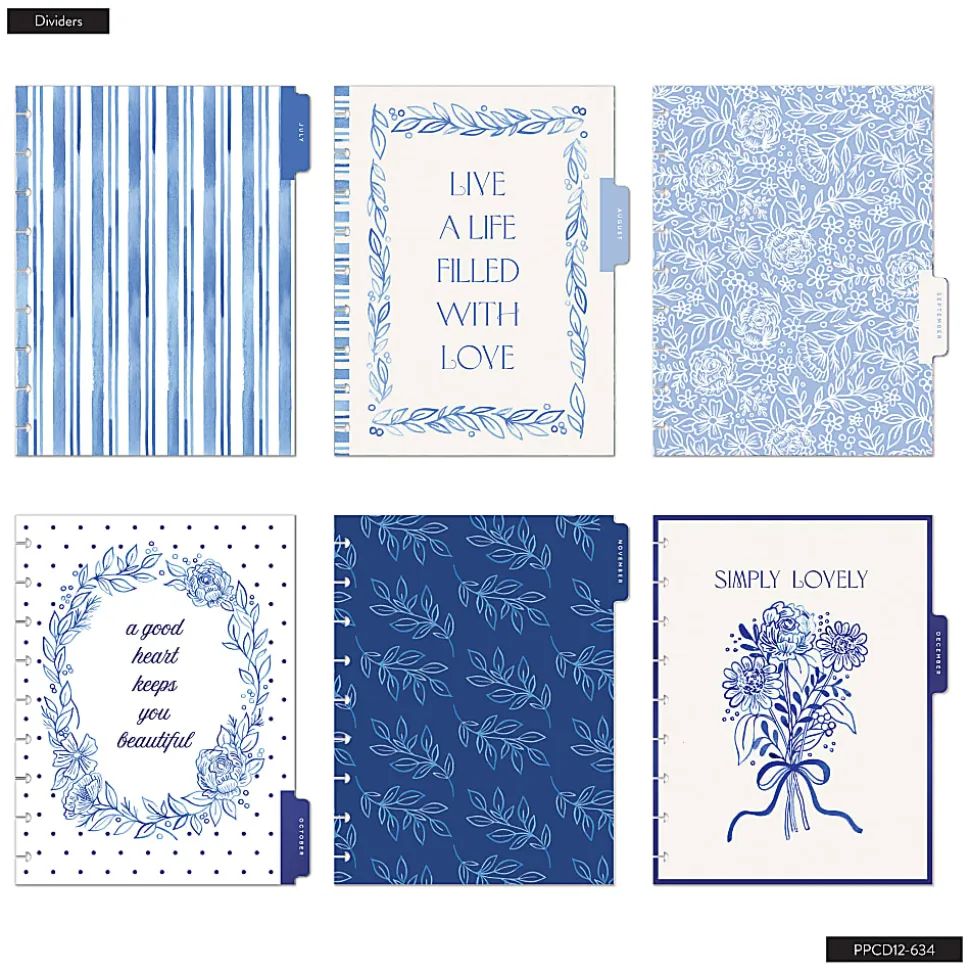Happy Planner Monthly/Weekly Classic Disc-Bound Academic Planner, 7" x 9-1/4", Cottage Blues, July 2026 to June 2027, Total Quantity 1