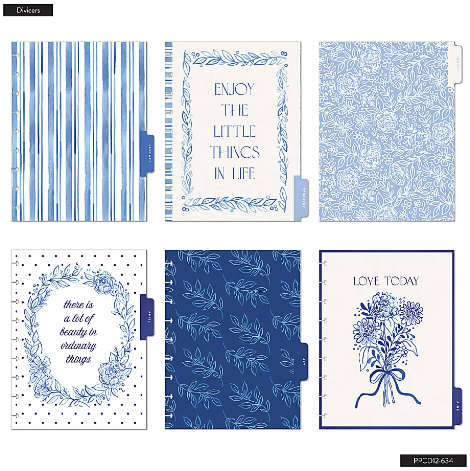 Happy Planner Monthly/Weekly Classic Disc-Bound Academic Planner, 7" x 9-1/4", Cottage Blues, July 2026 to June 2027, Total Quantity 1