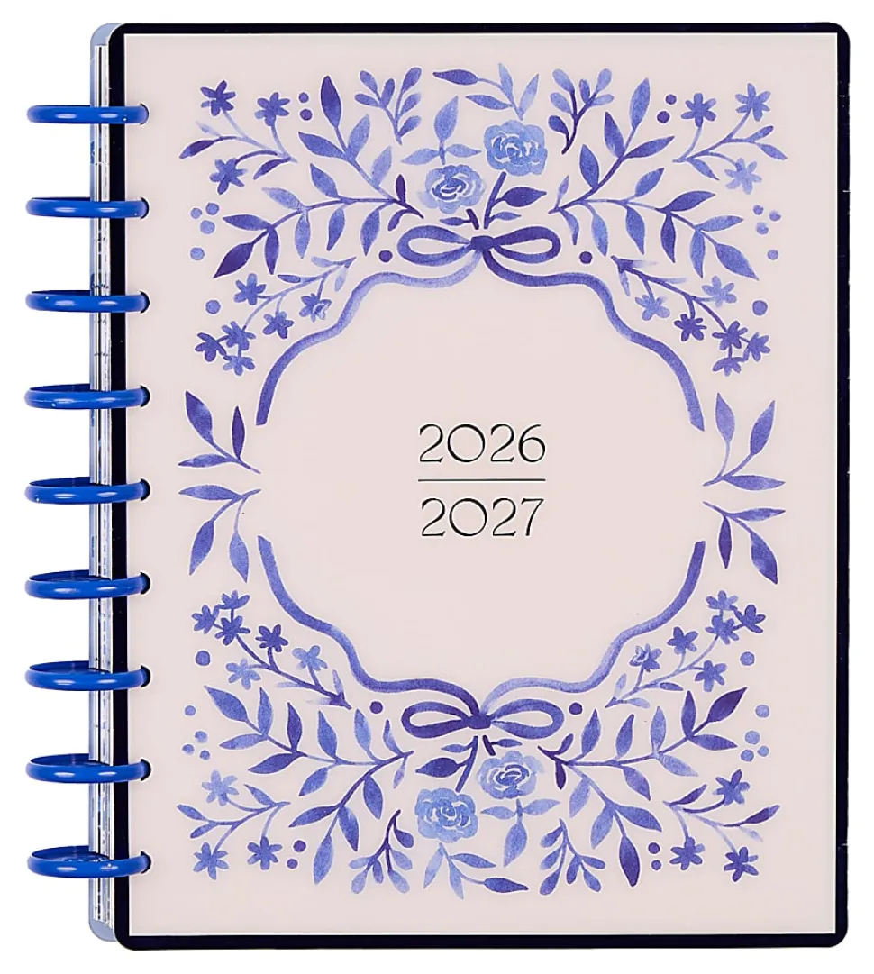 Happy Planner Monthly/Weekly Classic Disc-Bound Academic Planner, 7" x 9-1/4", Cottage Blues, July 2026 to June 2027, Total Quantity 1