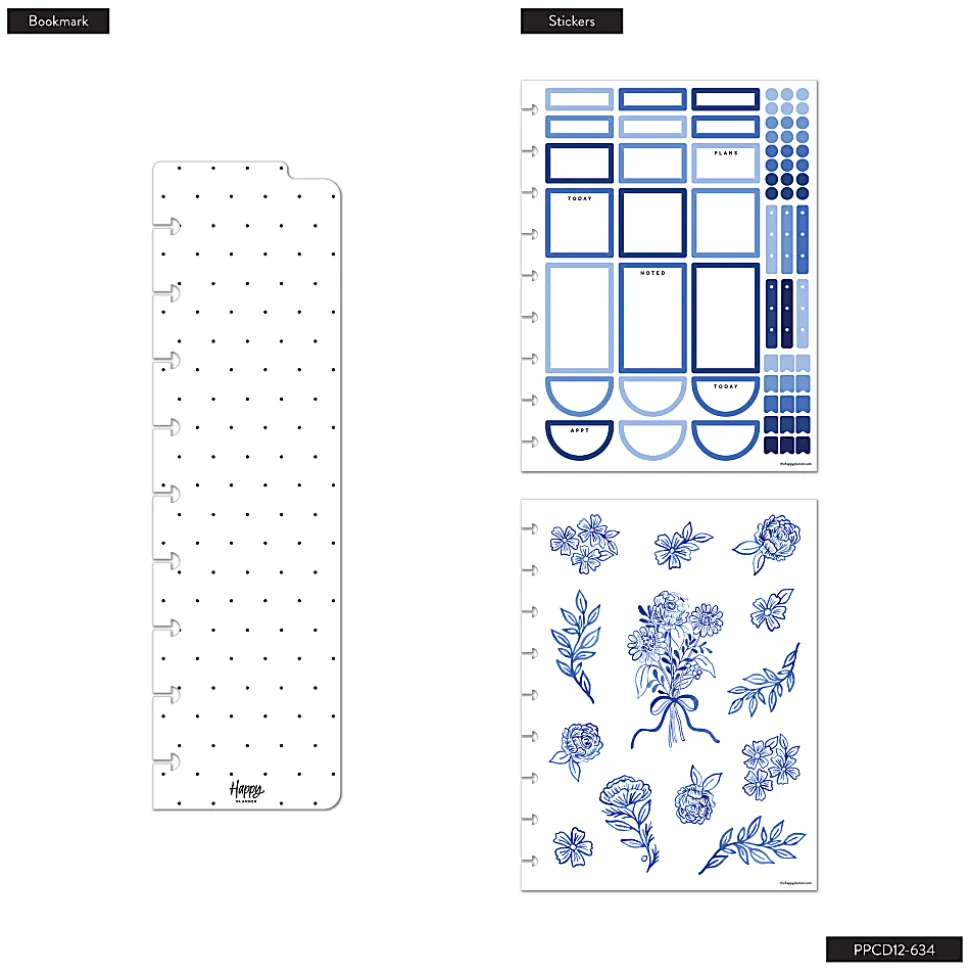 Happy Planner Monthly/Weekly Classic Disc-Bound Academic Planner, 7" x 9-1/4", Cottage Blues, July 2026 to June 2027, Total Quantity 1