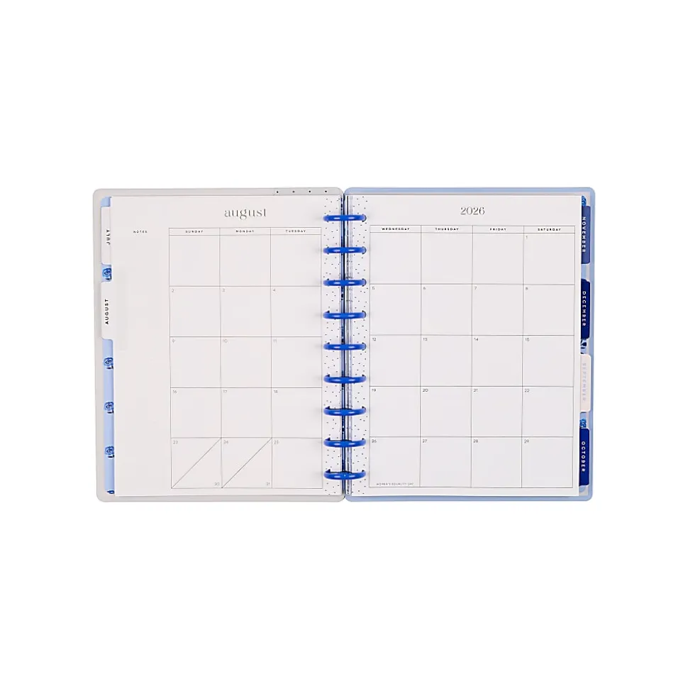 Happy Planner Monthly/Weekly Classic Disc-Bound Academic Planner, 7" x 9-1/4", Cottage Blues, July 2026 to June 2027, Total Quantity 1