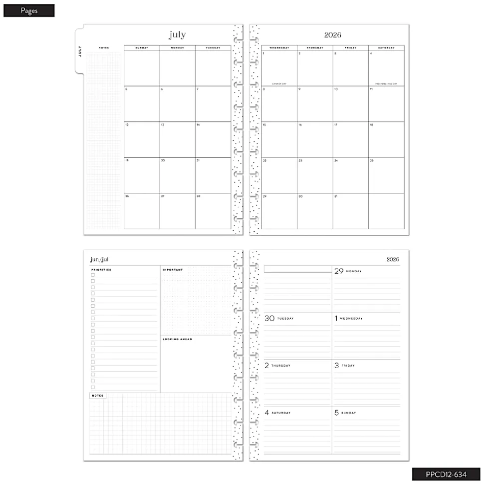 Happy Planner Monthly/Weekly Classic Disc-Bound Academic Planner, 7" x 9-1/4", Cottage Blues, July 2026 to June 2027, Total Quantity 1