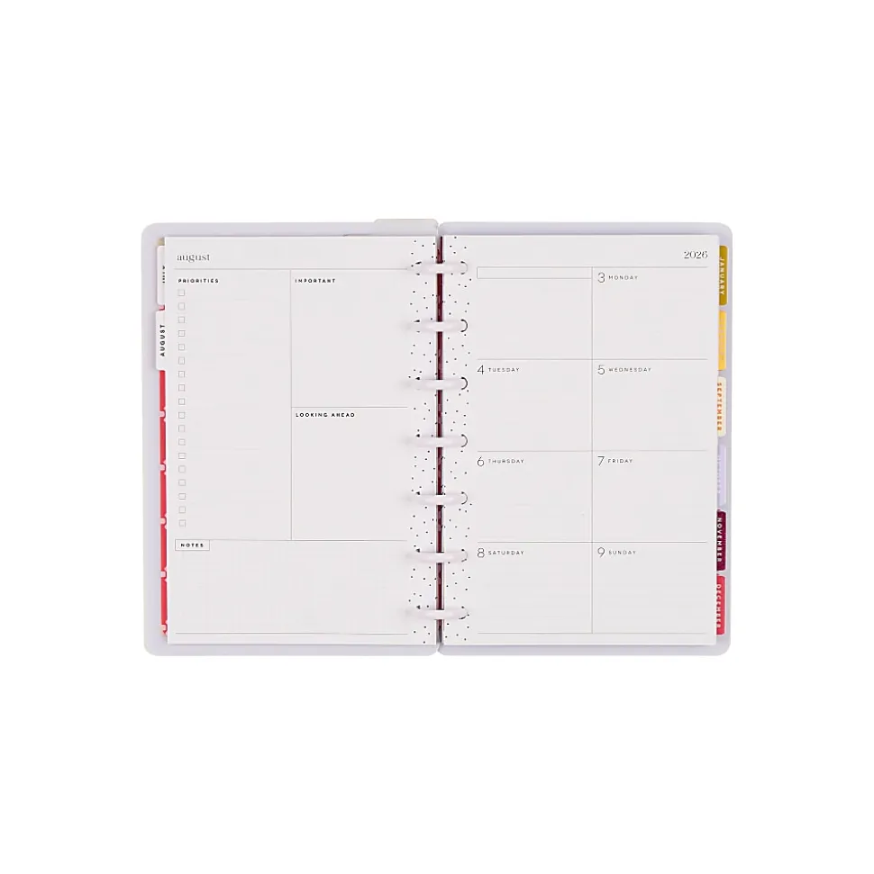 Happy Planner Monthly/Weekly Mini Disc-Bound Academic Planner, 4-5/8" x 7", Sunshine Blooms, July 2026 to June 2027, Total Quantity 1