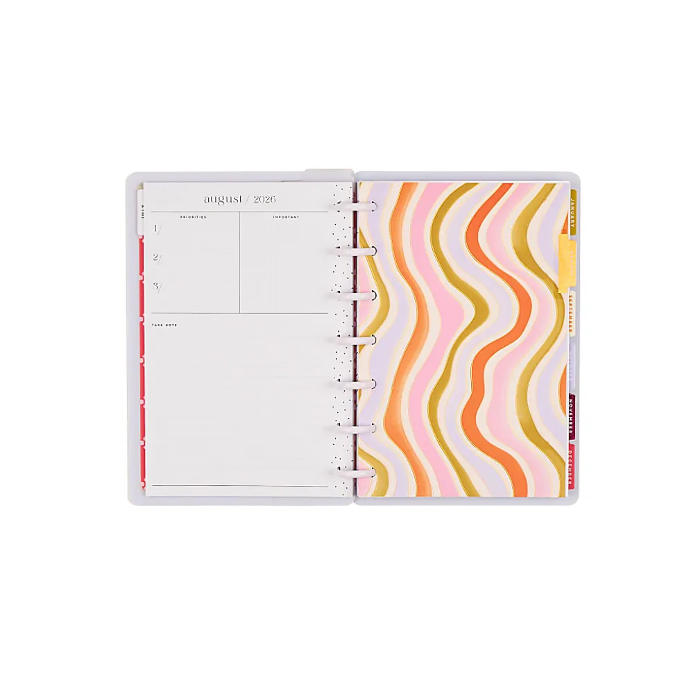 Happy Planner Monthly/Weekly Mini Disc-Bound Academic Planner, 4-5/8" x 7", Sunshine Blooms, July 2026 to June 2027, Total Quantity 1