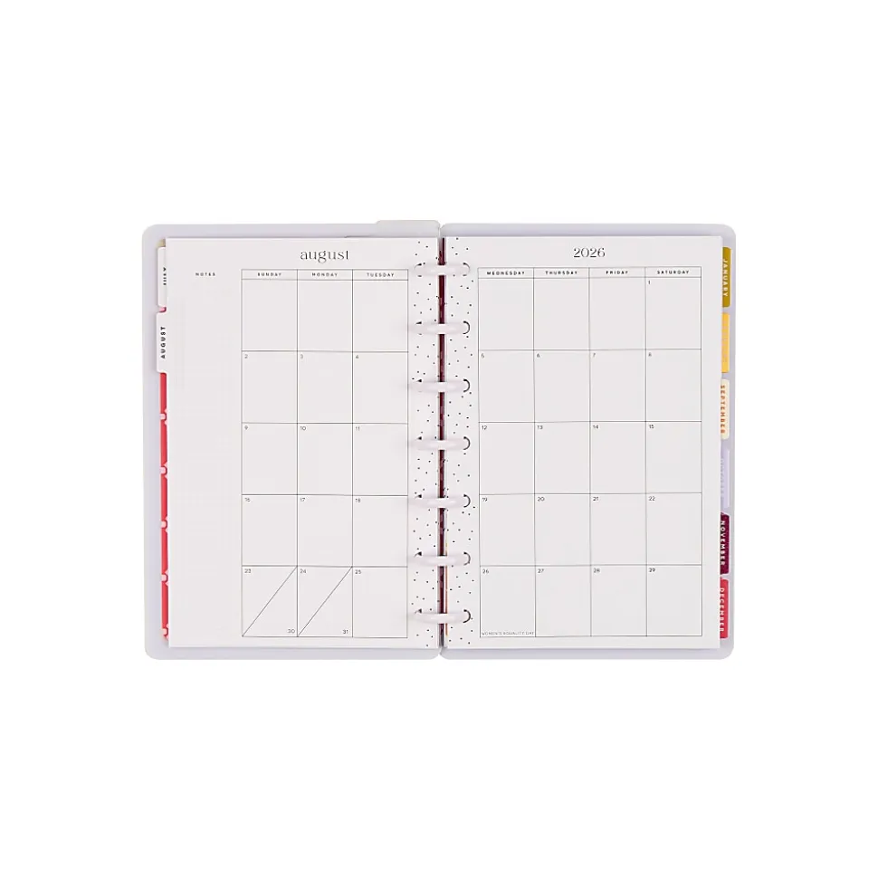 Happy Planner Monthly/Weekly Mini Disc-Bound Academic Planner, 4-5/8" x 7", Sunshine Blooms, July 2026 to June 2027, Total Quantity 1