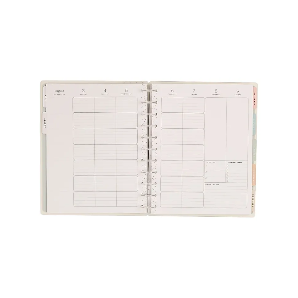 2026-2027 Happy Planner Monthly/Weekly Big Disc-Bound Teacher Planner, 8-1/2" x 11", Light Lessons, July To June, Total Qty 1