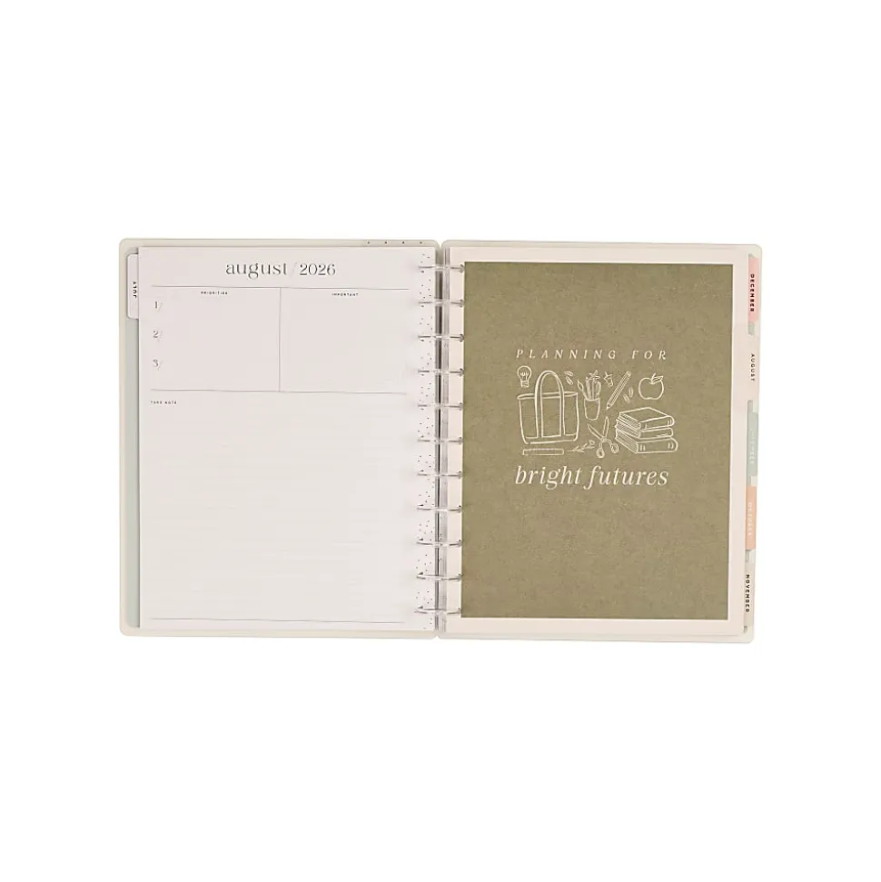 2026-2027 Happy Planner Monthly/Weekly Big Disc-Bound Teacher Planner, 8-1/2" x 11", Light Lessons, July To June, Total Qty 1