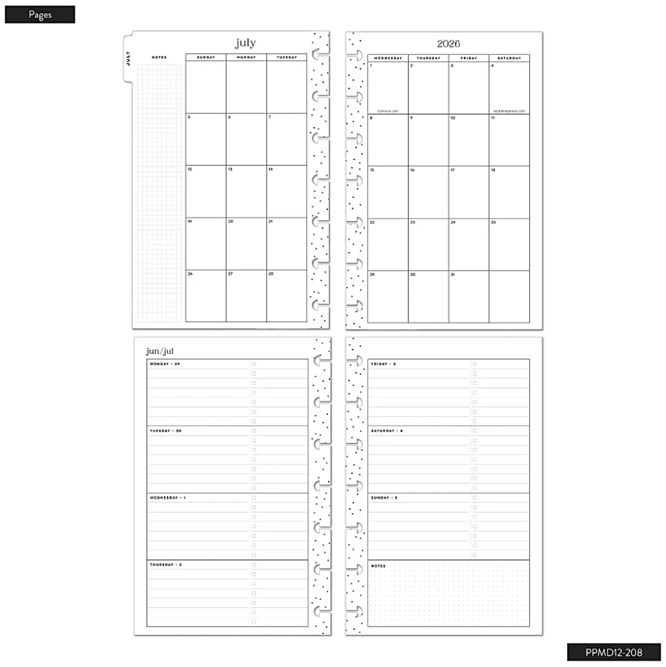 Happy Planner Monthly/Weekly Mini Disc-Bound Academic Planner, 4-5/8" x 7", Abstract Expression, July 2026 to June 2027, Total Quantity 1