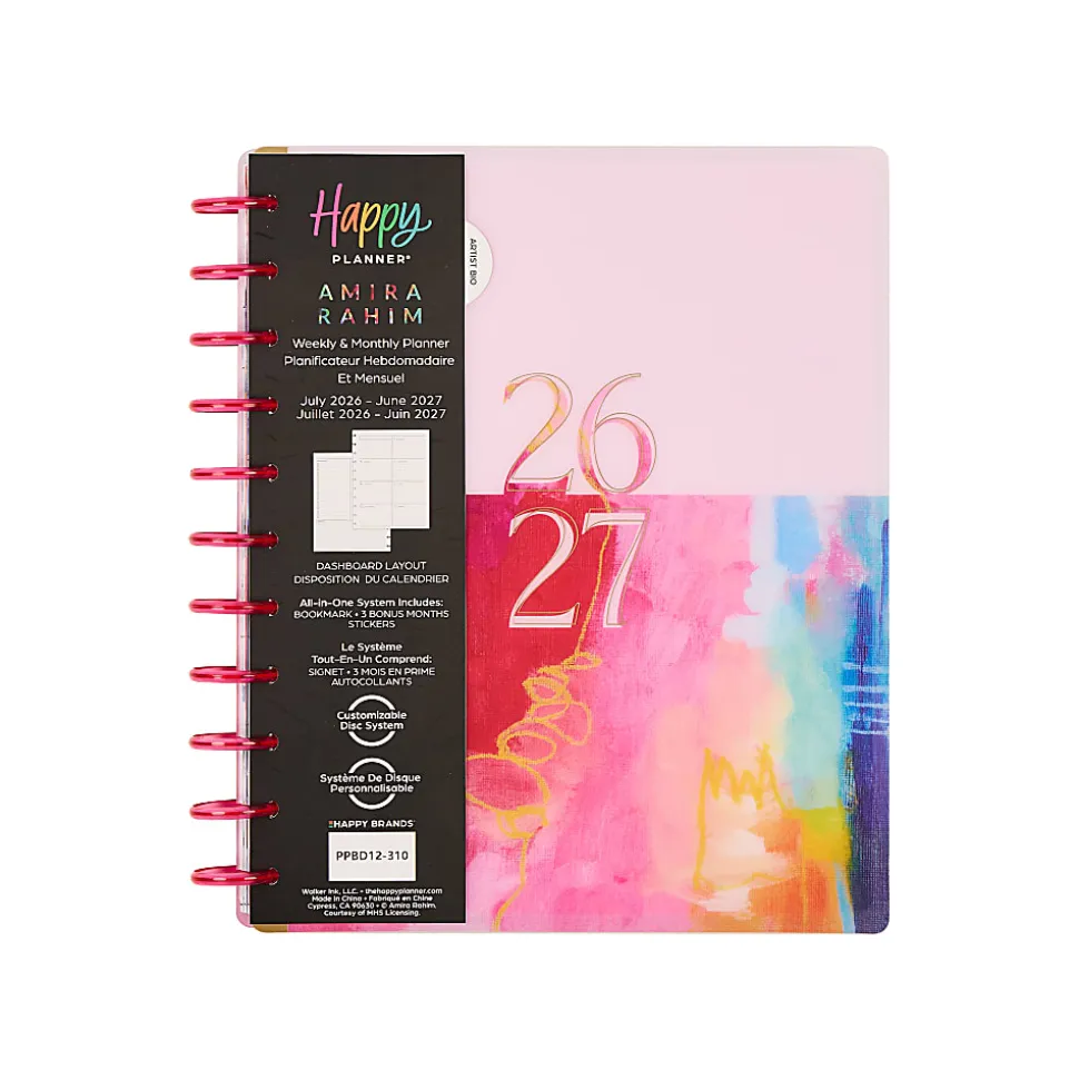Happy Planner Monthly/Weekly Big Disc-Bound Academic Planner, 8-1/2" x 11", Abstract Expression, July 2026 to June 2027, Total Quantity 1