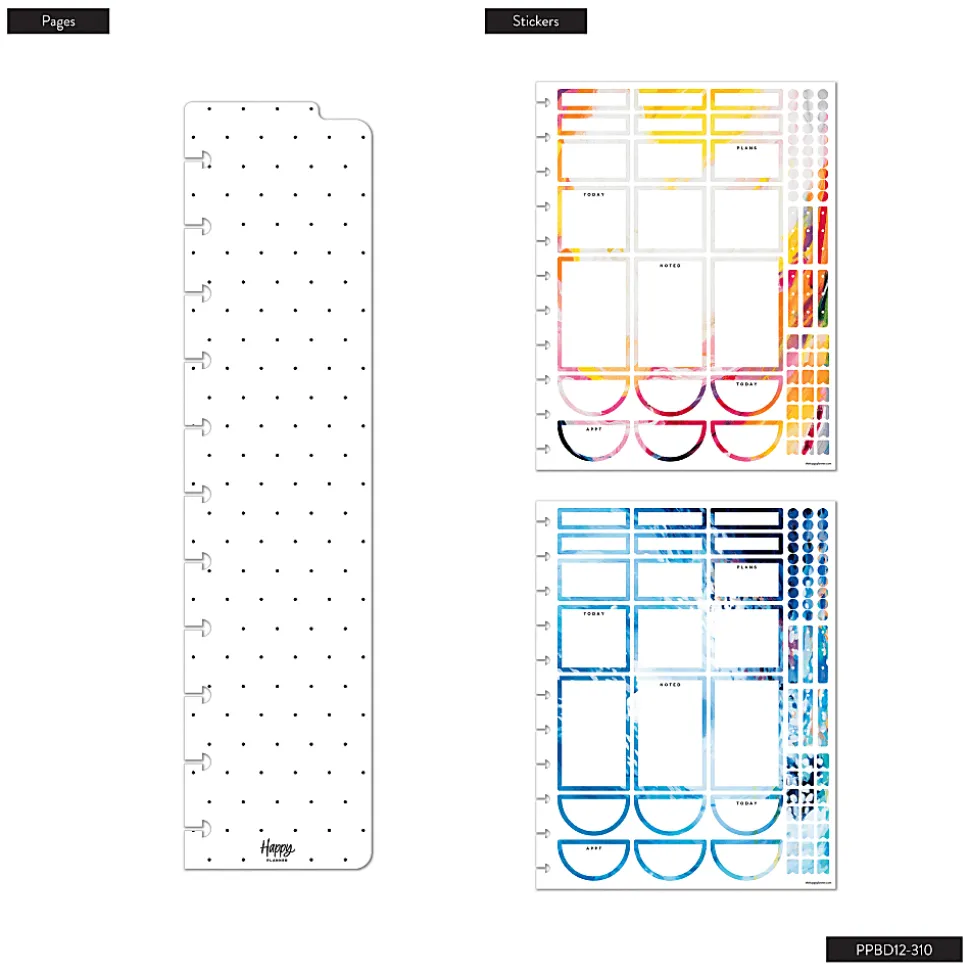 Happy Planner Monthly/Weekly Big Disc-Bound Academic Planner, 8-1/2" x 11", Abstract Expression, July 2026 to June 2027, Total Quantity 1