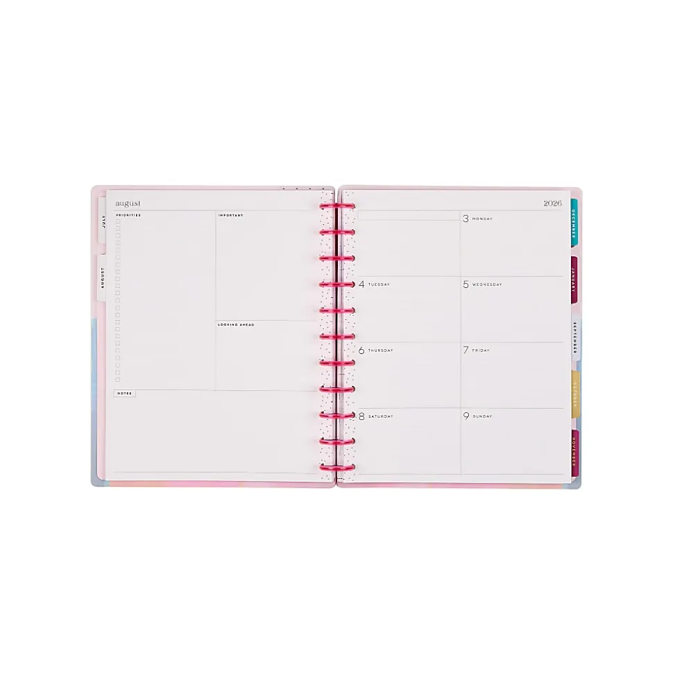 Happy Planner Monthly/Weekly Big Disc-Bound Academic Planner, 8-1/2" x 11", Abstract Expression, July 2026 to June 2027, Total Quantity 1