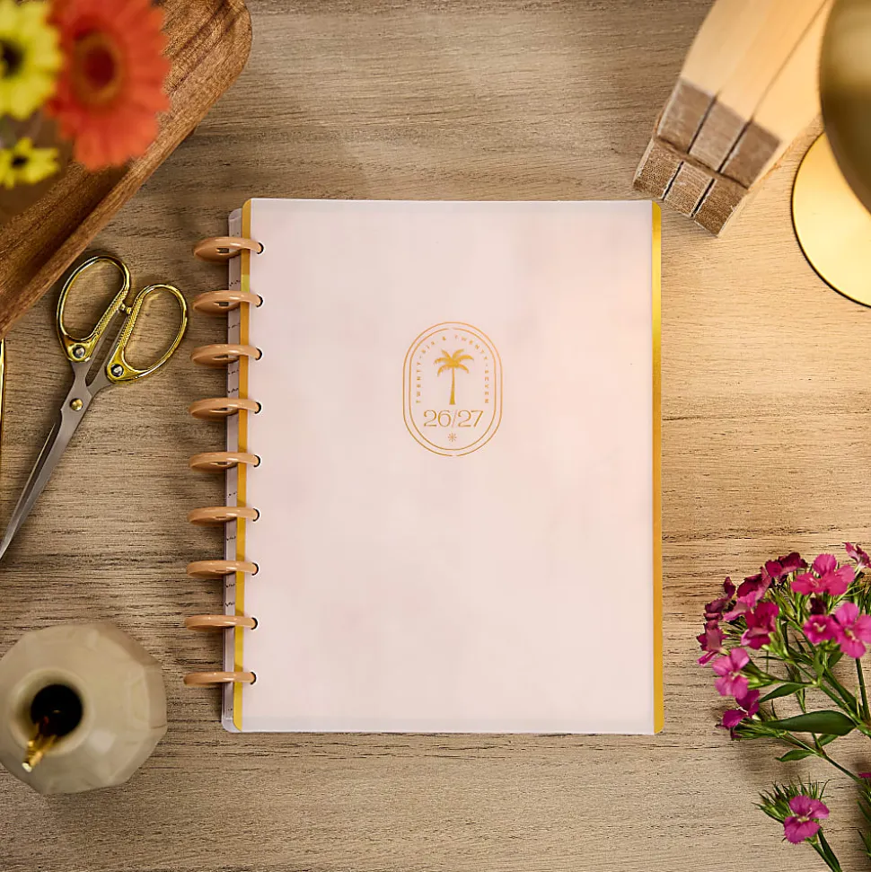Happy Planner Monthly/Weekly Classic Disc-Bound Academic Planner, 7" x 9-1/4", Dreamy Palms Ivory, July 2026 to June 2027, Total Quantity 1