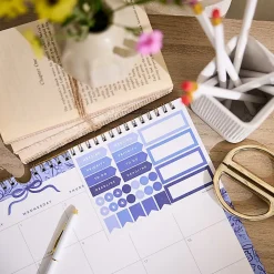 Happy Planner Organized 12-Month Wall Calendar, 14” x 12”, Cottage Blues, July 2026 To June 2027, CWDS12-003, Total Qty 1