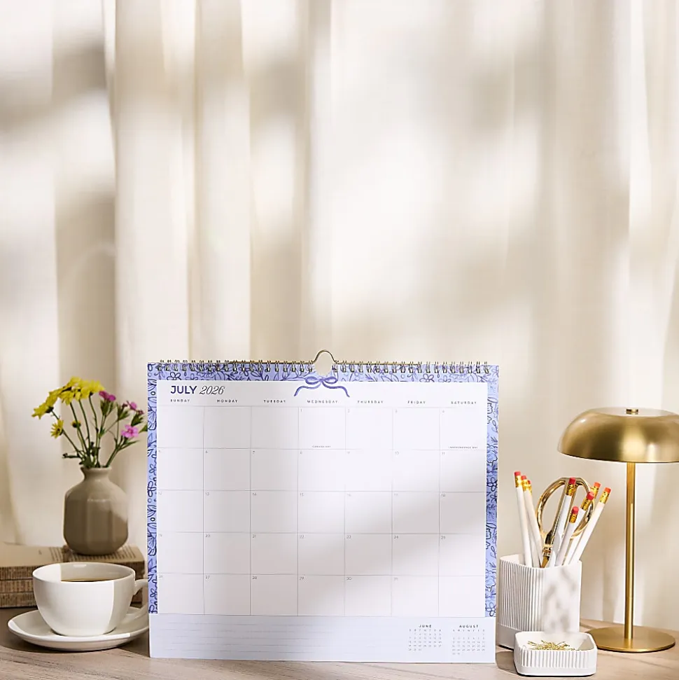 Happy Planner Organized 12-Month Wall Calendar, 14” x 12”, Cottage Blues, July 2026 To June 2027, CWDS12-003, Total Qty 1
