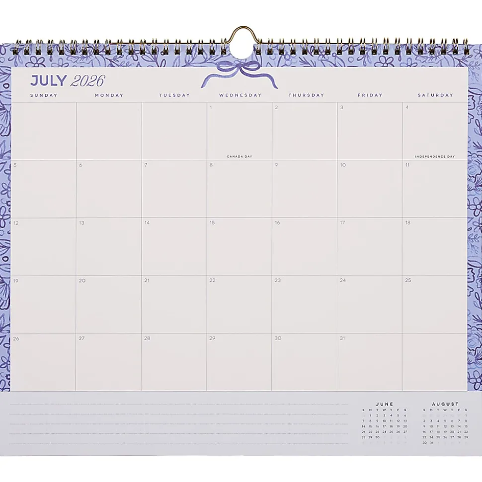 Happy Planner Organized 12-Month Wall Calendar, 14” x 12”, Cottage Blues, July 2026 To June 2027, CWDS12-003, Total Qty 1