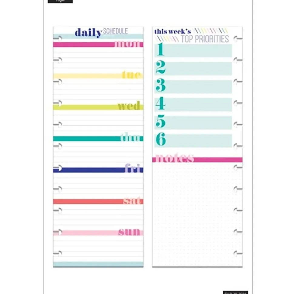 Happy Planner Refill Big Half-Sheet Filler Paper, 4-1/8" x 11", 60 Sheets, Daily Schedule