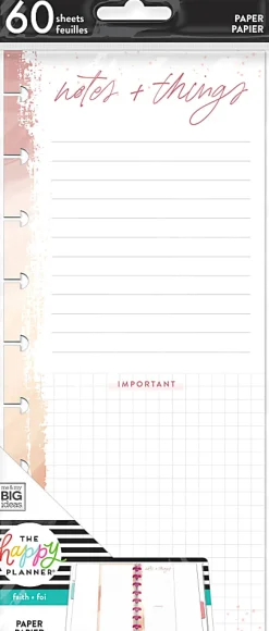 Happy Planner Skinny Classic Half Sheet Filler Paper, 60 Sheets, 4-1/8