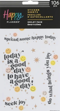 Happy Planner Smiley Face Stickers, 9-1/8